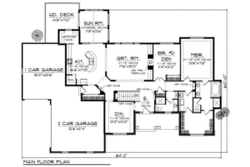 Home Plan - Floor Plan - Main Floor for European House Plan #70-874 - 4 bed, 3 bath