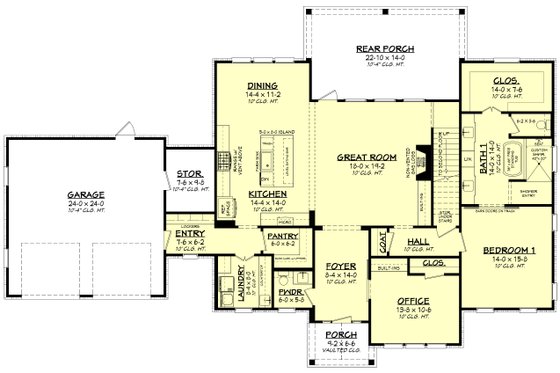 Floor Plan - Main Floor for Farmhouse House Plan #430-248 - 4 bed, 3.5 bath