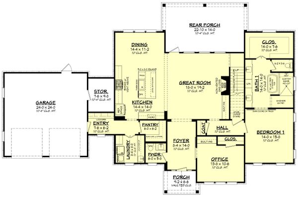 House Plan Design - Farmhouse Floor Plan - Main Floor Plan #430-248