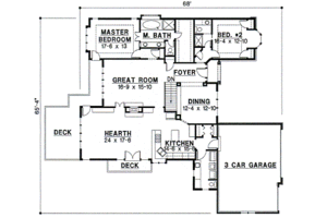 Floor Plan - Main Floor for Traditional House Plan #67-376 - 5 bed, 4 bath
