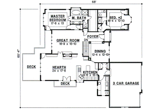 Floor Plan - Main Floor for Traditional House Plan #67-376 - 5 bed, 4 bath