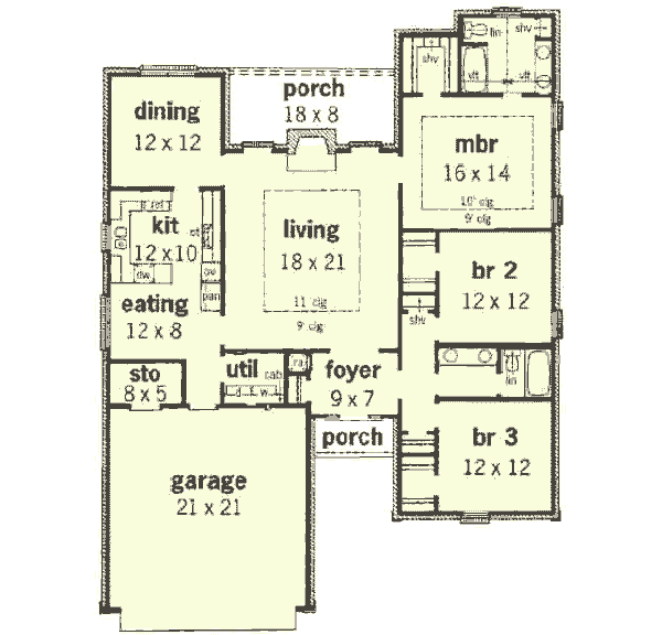 Traditional Floor Plan - Main Floor Plan #16-135