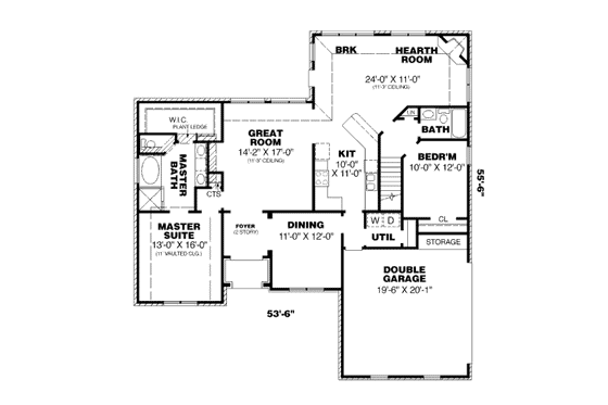 Floor Plan - Main Floor for European House Plan #34-215 - 4 bed, 3 bath