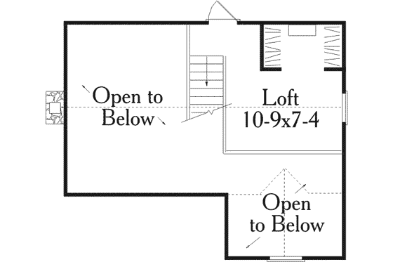 Floor Plan - Upper Floor for Cottage House Plan #406-215 - 1 bed, 1 bath