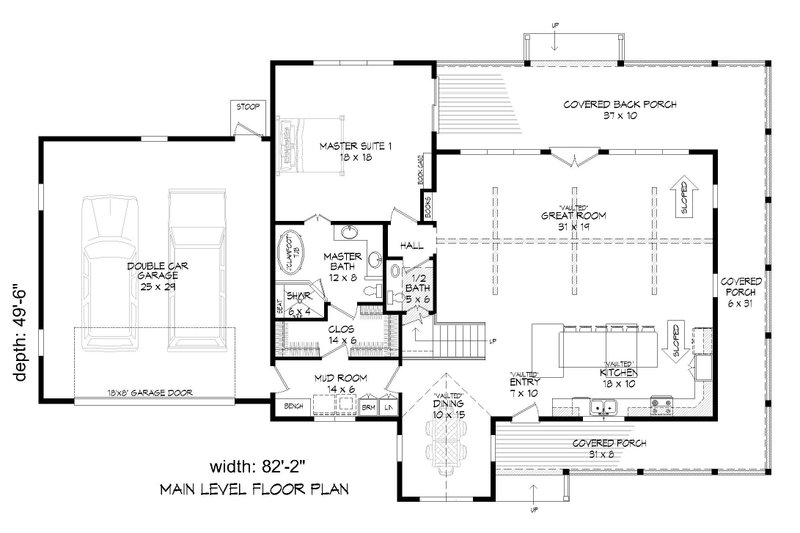 House Blueprint - Floor Plan - Main Floor for Traditional House Plan #932-507 - 3 bed, 2.5 bath