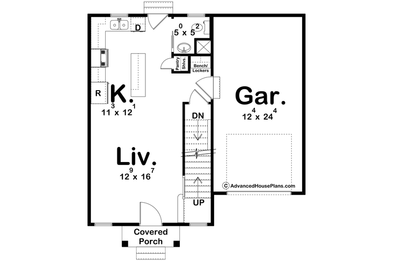 House Blueprint - Floor Plan - Main Floor for Modern House Plan #455-571 - 3 bed, 1.5 bath