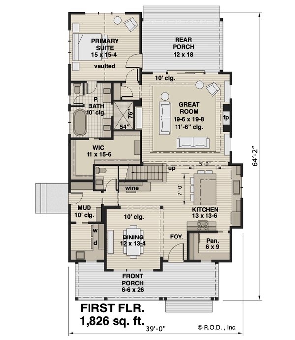 House Blueprint - Farmhouse Floor Plan - Main Floor Plan #51-1283