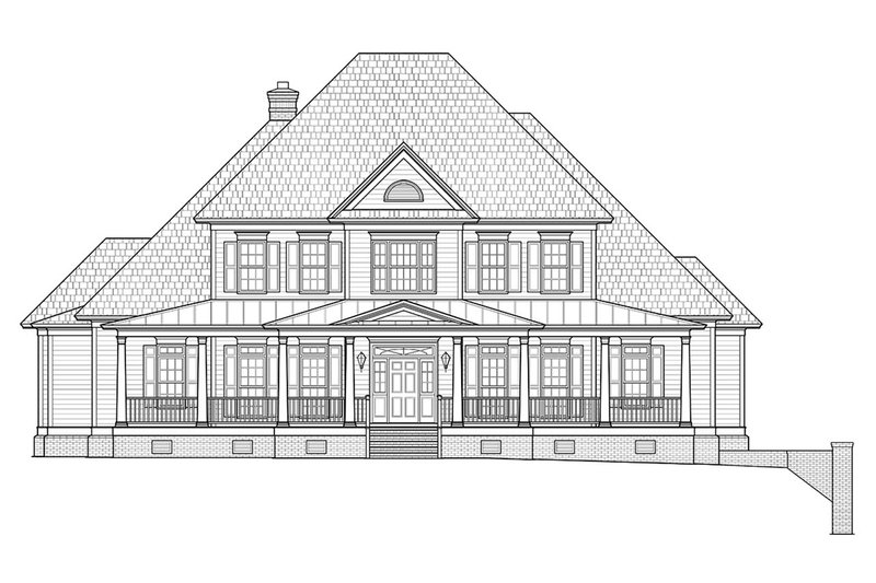 House Blueprint - Exterior - Front Elevation 3 for Colonial House Plan #1054-29 - 4 bed, 3.5 bath