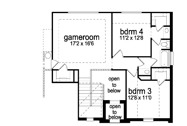 European Floor Plan - Upper Floor Plan #84-338