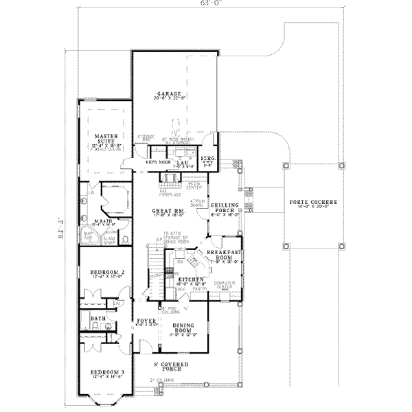 Home Plan - Southern Floor Plan - Main Floor Plan #17-2111