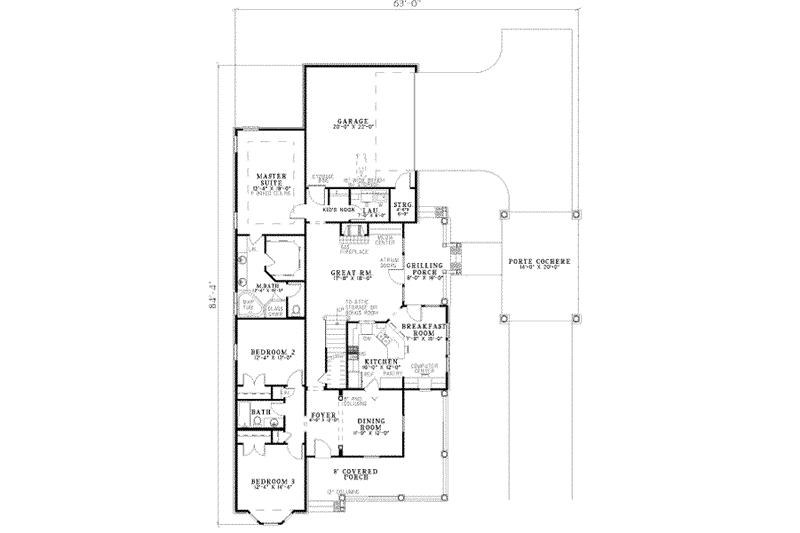 Home Plan - Floor Plan - Main Floor for Southern House Plan #17-2111 - 3 bed, 2 bath
