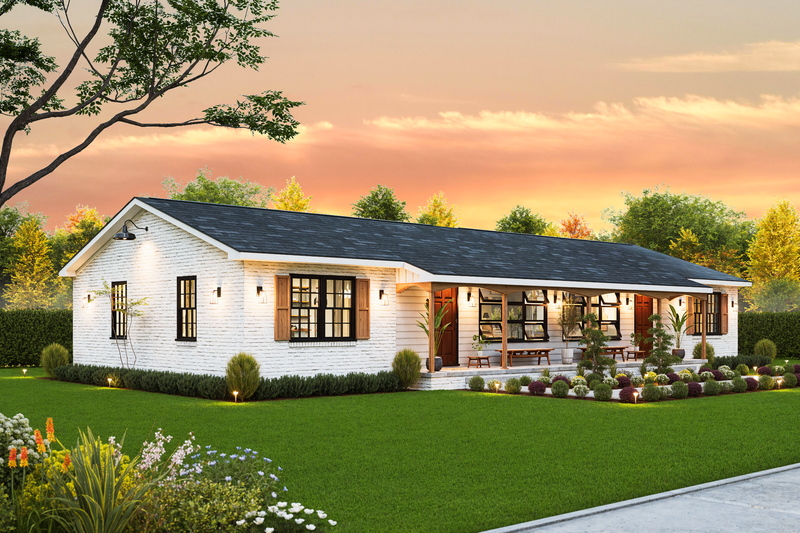 House Blueprint - Exterior - Front Elevation 4 for Bungalow House Plan #54-657 - 6 bed, 2 bath