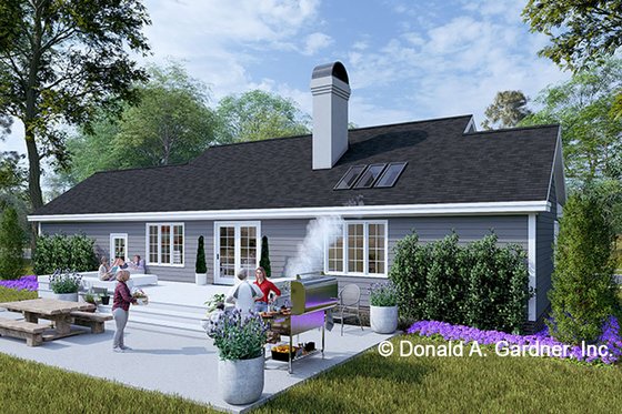 Exterior - Rear Elevation 1 for Country House Plan #929-113 - 3 bed, 2 bath