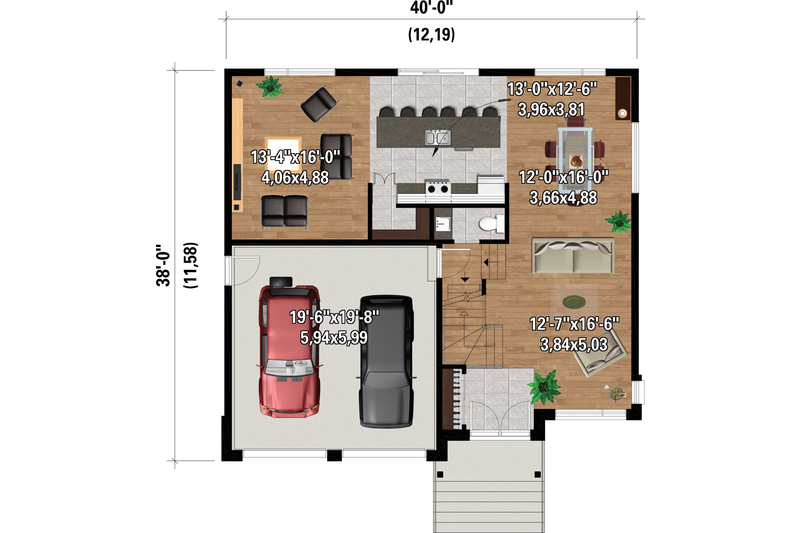 Architectural House Design - Floor Plan - Main Floor for Contemporary House Plan #25-4885 - 5 bed, 3.5 bath