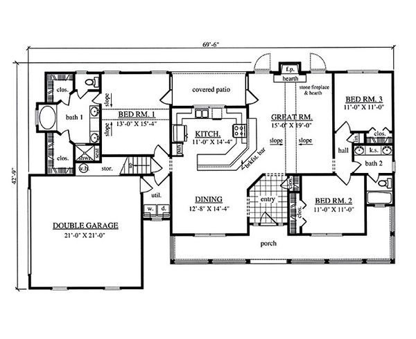 Country Floor Plan - Main Floor Plan #42-409
