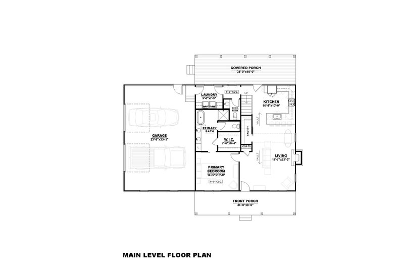 Architectural House Design - Floor Plan - Main Floor for Barndominium House Plan #1117-12 - 2 bed, 2.5 bath