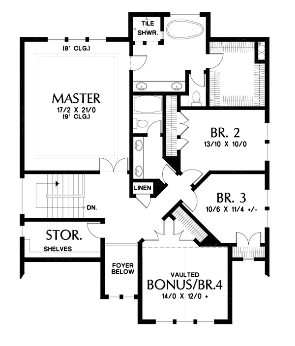 House Blueprint - Cottage Floor Plan - Upper Floor Plan #48-997