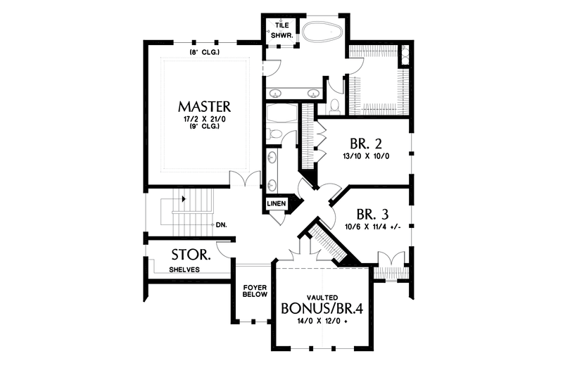House Blueprint - Floor Plan - Upper Floor for Cottage House Plan #48-997 - 5 bed, 3.5 bath