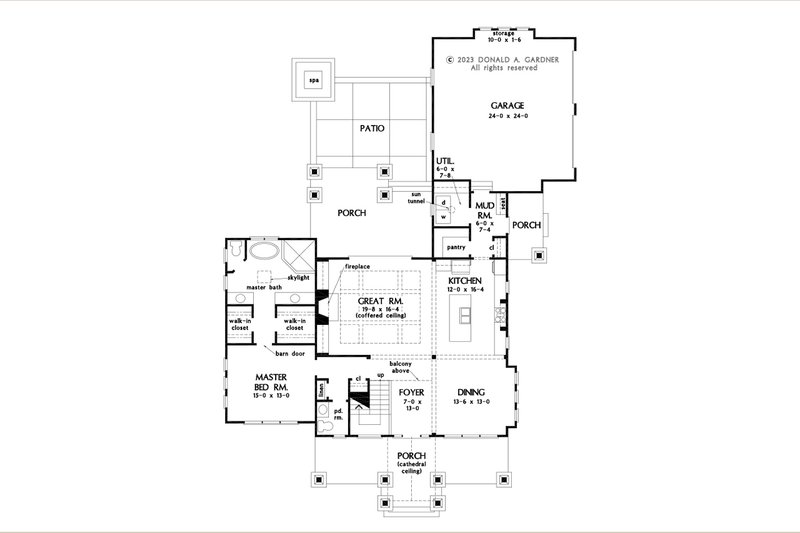 House Design - Floor Plan - Main Floor for Craftsman House Plan #929-1185 - 3 bed, 2.5 bath
