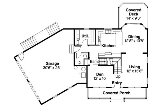 Floor Plan - Main Floor for Colonial House Plan #124-838 - 3 bed, 2.5 bath