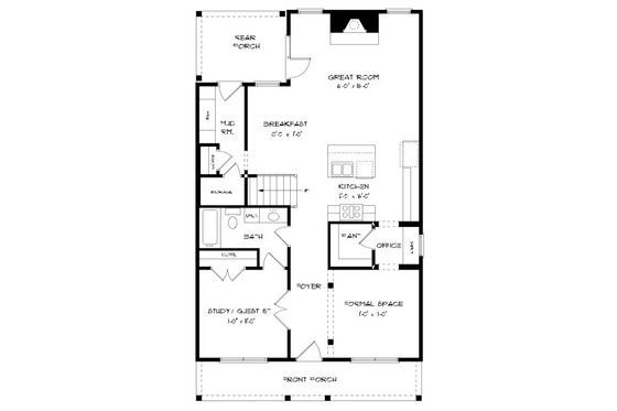 Floor Plan - Main Floor for Tudor House Plan #413-873 - 4 bed, 3 bath