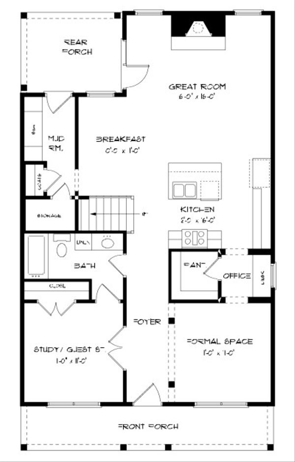 House Plan Design - Tudor Floor Plan - Main Floor Plan #413-873
