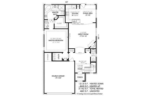Floor Plan - Main Floor for European House Plan #424-138 - 3 bed, 2.5 bath