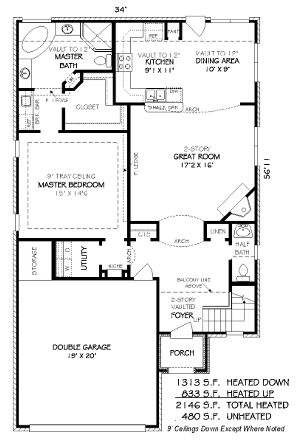 Floor Plan - Main Floor for European House Plan #424-138 - 3 bed, 2.5 bath
