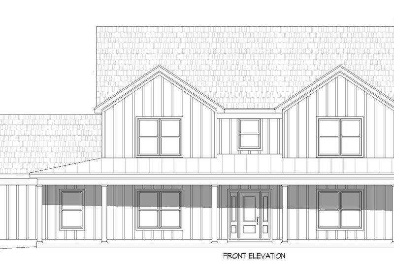 Architectural House Design - Exterior - Front Elevation 3 for Farmhouse House Plan #932-1166 - 4 bed, 2.5 bath