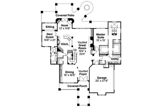 Floor Plan - Main Floor for Craftsman House Plan #124-723 - 4 bed, 4.5 bath