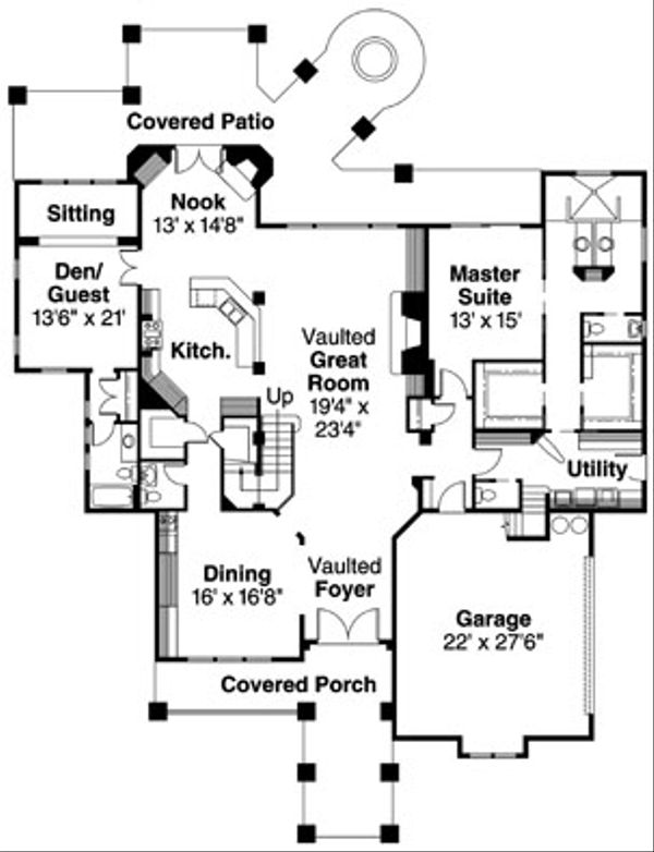 House Plan Design - Craftsman Floor Plan - Main Floor Plan #124-723