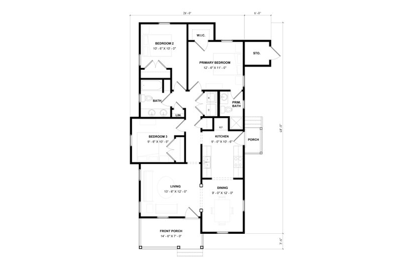 Home Plan - Floor Plan - Main Floor for Craftsman House Plan #936-53 - 3 bed, 2 bath