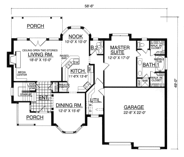 House Plan Design - Country Floor Plan - Main Floor Plan #40-206