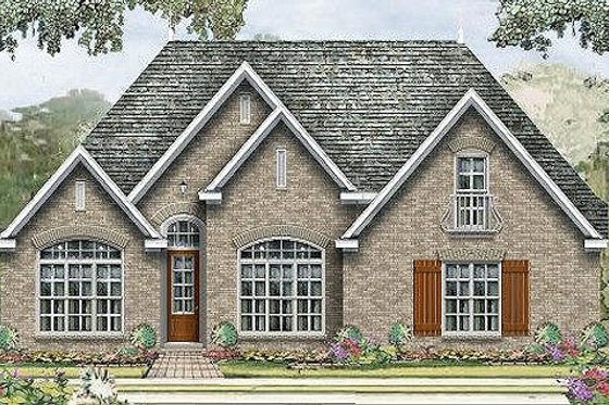 Exterior - Front Elevation for European House Plan #424-187 - 3 bed, 2 bath