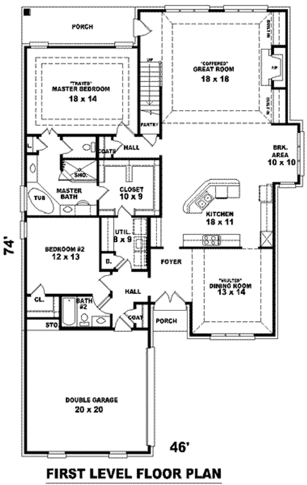 Floor Plan - Main Floor for European House Plan #81-1129 - 4 bed, 3 bath