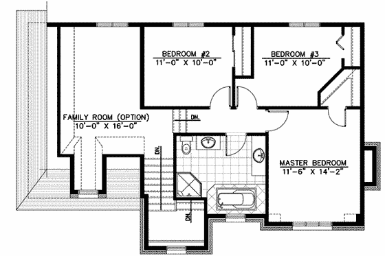 Floor Plan - Upper Floor for European House Plan #138-139 - 3 bed, 1.5 bath