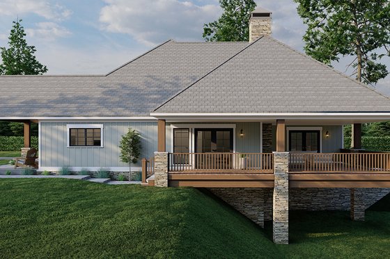 Exterior - Rear Elevation for Craftsman House Plan #923-305 - 2 bed, 2 bath