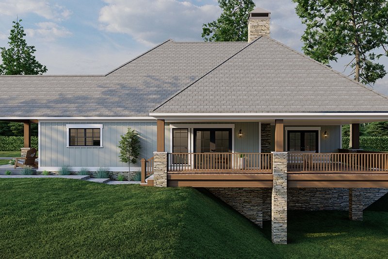 Home Plan - Exterior - Rear Elevation for Craftsman House Plan #923-305 - 2 bed, 2 bath