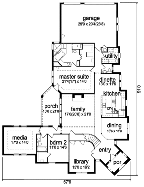 Home Plan - European Floor Plan - Main Floor Plan #84-409