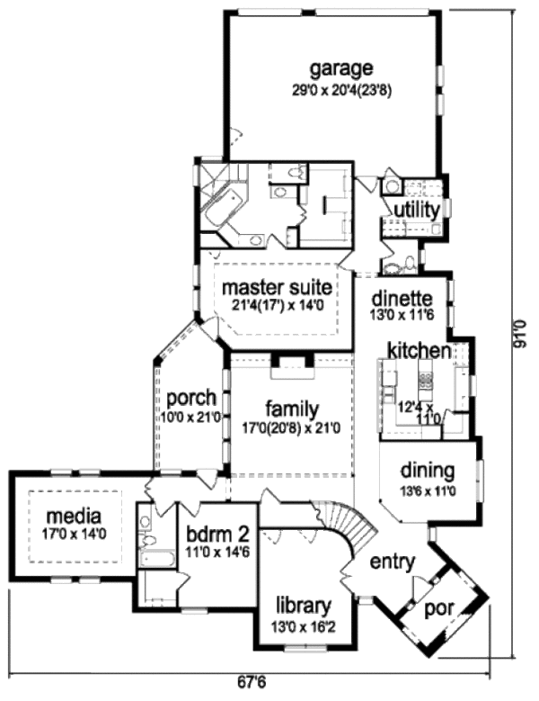 House Blueprint - European Floor Plan - Main Floor Plan #84-409
