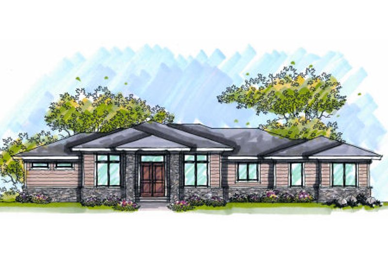Home Plan - Prairie Exterior - Front Elevation Plan #70-1005