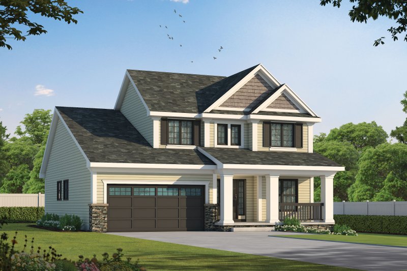 Architectural House Design - Exterior - Front Elevation 3 for Craftsman House Plan #20-1220 - 3 bed, 2.5 bath