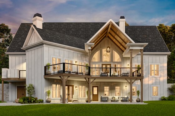 Exterior - Rear Elevation 1 for Farmhouse House Plan #119-459 - 4 bed, 4.5 bath