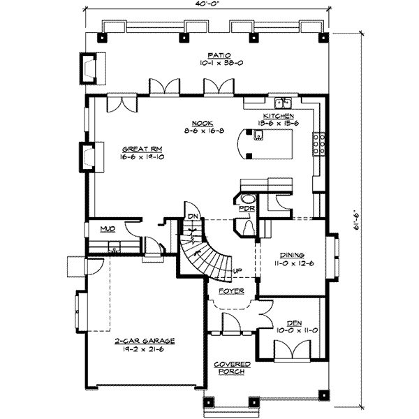 Craftsman Floor Plan - Main Floor Plan #132-134