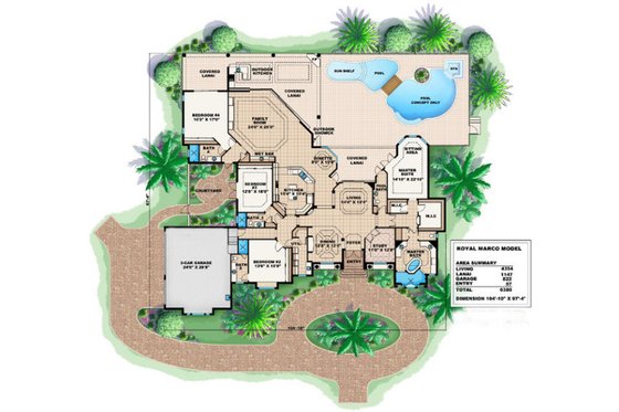Floor Plan - Main Floor for Mediterranean House Plan #27-375 - 5 bed, 4.5 bath