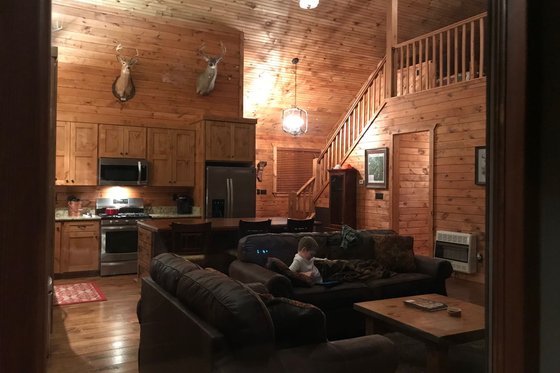 Interior - Family Room for Cabin House Plan #932-123 - 2 bed, 2 bath