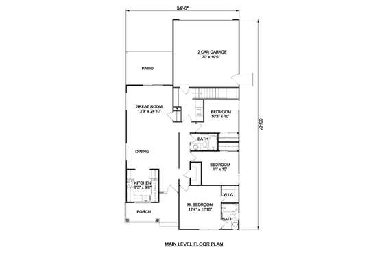 Floor Plan - Main Floor for Cottage House Plan #116-291 - 3 bed, 2 bath