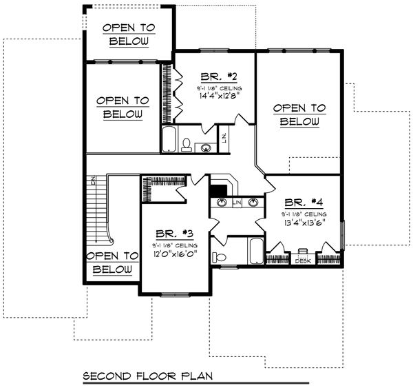 Craftsman Floor Plan - Upper Floor Plan #70-956