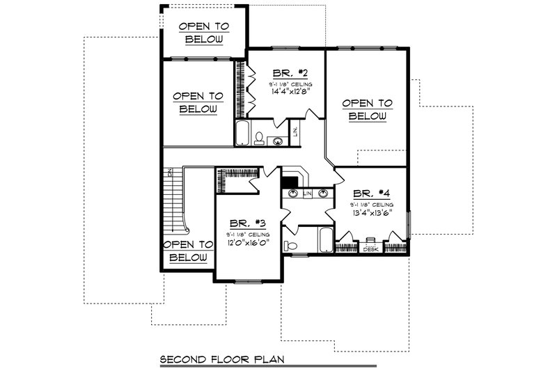 House Plan Design - Floor Plan - Upper Floor for Craftsman House Plan #70-956 - 4 bed, 3.5 bath
