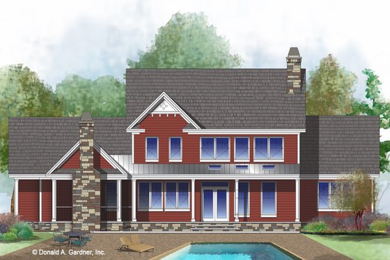 Exterior - Rear Elevation for Farmhouse House Plan #929-1039 - 4 bed, 3.5 bath